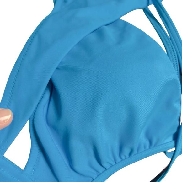 NWT‎ medium blue PINK BODY WRAP BIKINI TOP - Picture 7 of 14